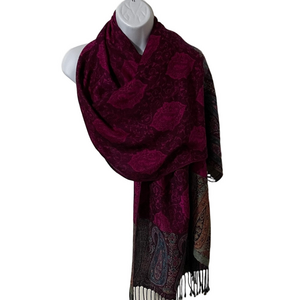 Pashmina Fuchsia & Teal Paisley Scarf